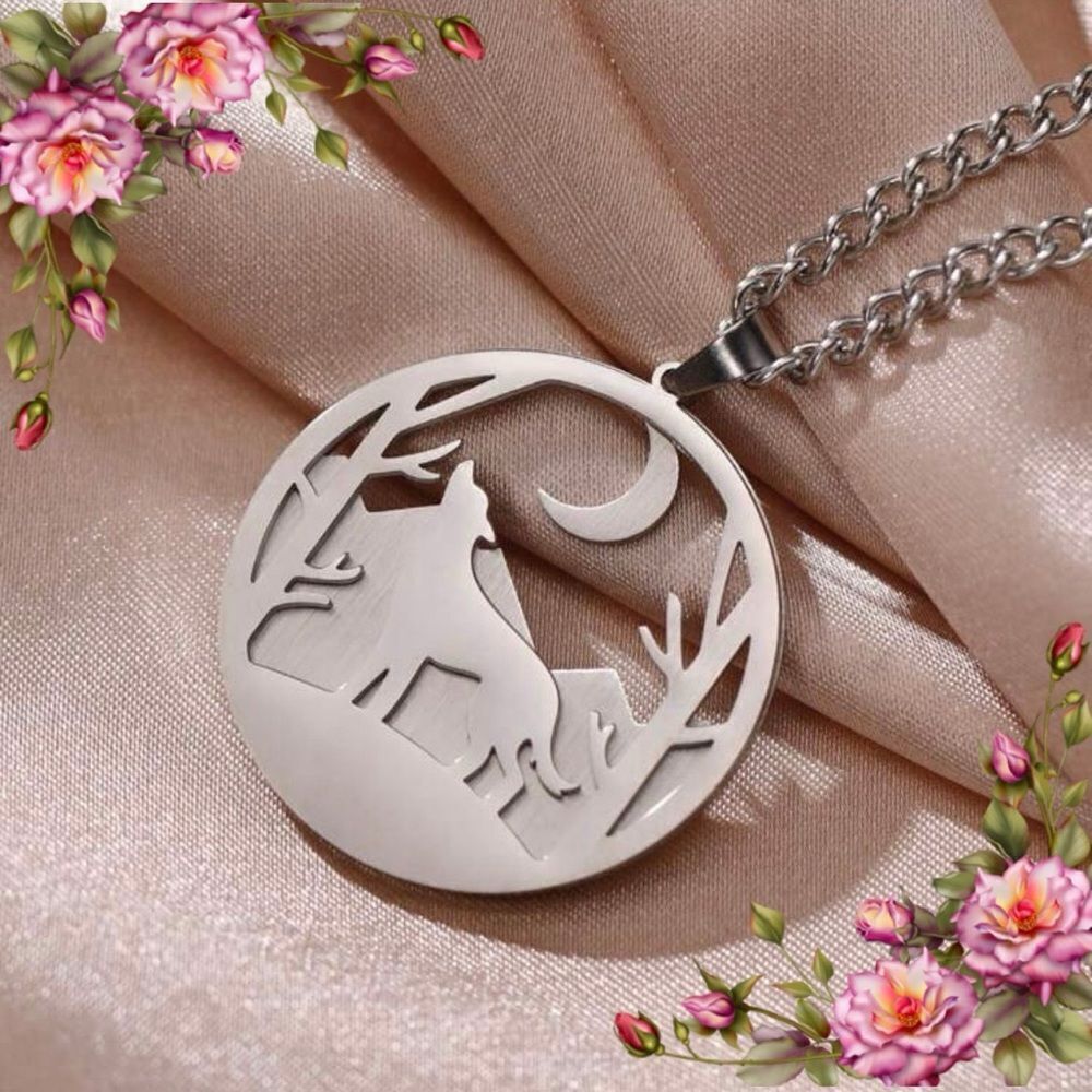 Stainless Steel Wolf Animal Pendant Necklace‎